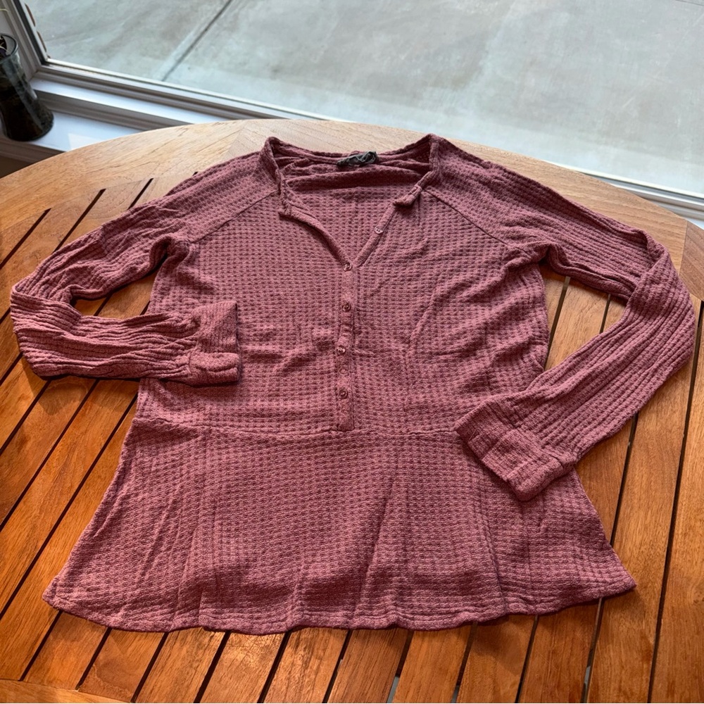Anthropologie Textured Mauve Button Down Shirt